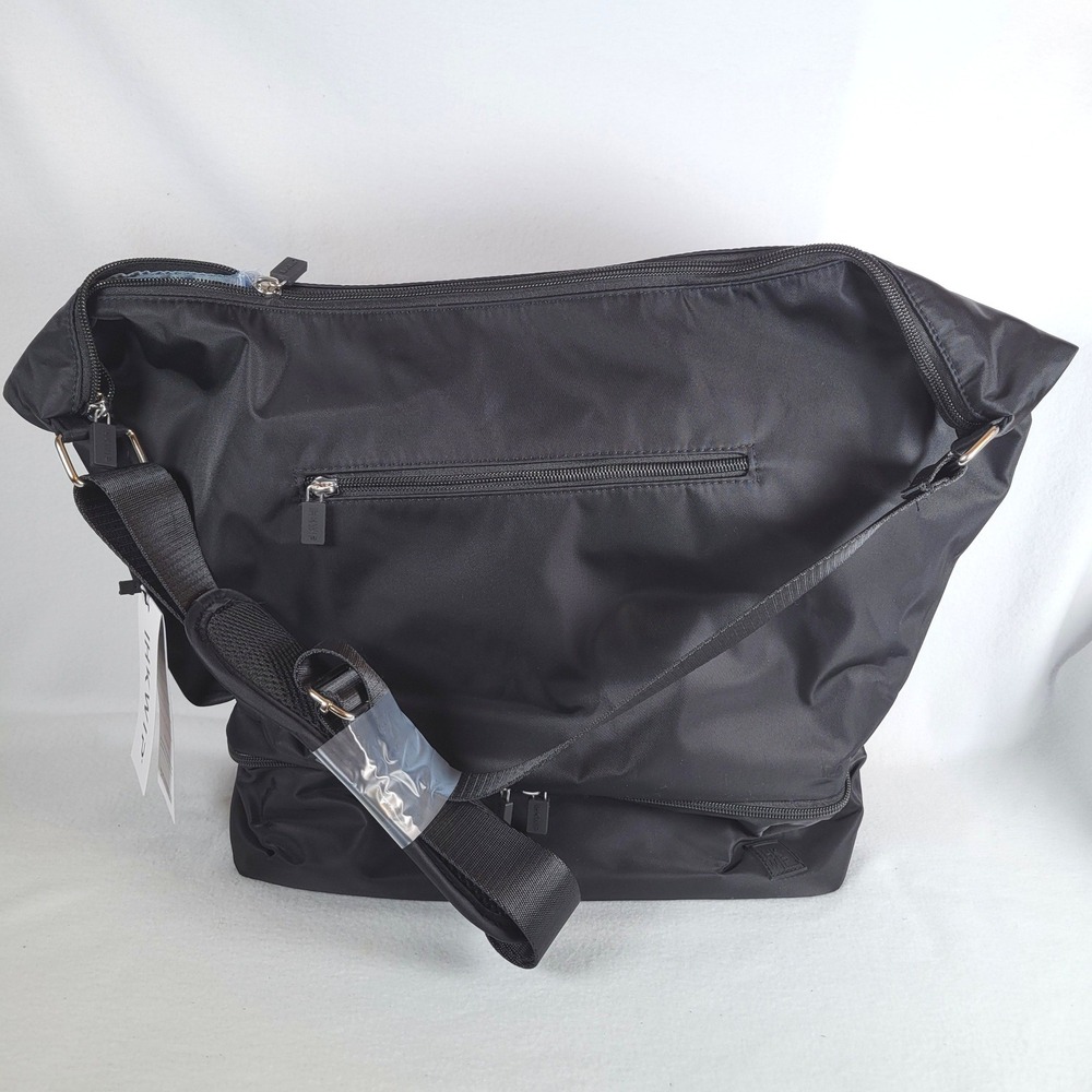 IHKWIP Women Overnighter Tote Arc Nylon Shoe Compartment Bag Size Large Black
